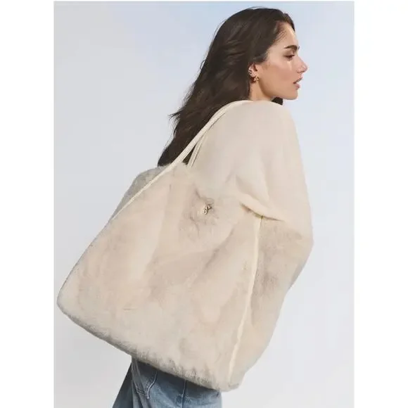 Victoria's Secret Faux-Fur Tote Bag MSRP $59 NEW with TAGS Boho Festival - Picture 1 of 16